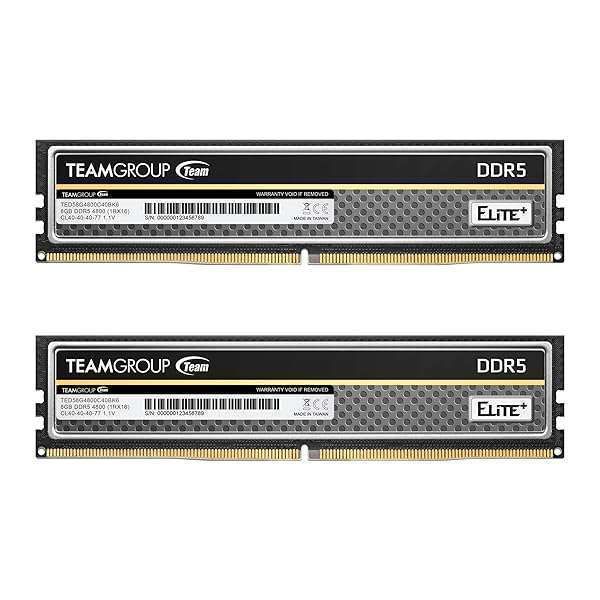 TEAMGROUP Elite Plus DDR5 16GB (2x8GB) 4800MHz RAM - Unbuffered Non-ECC UDIMM for High-Performance Desktops