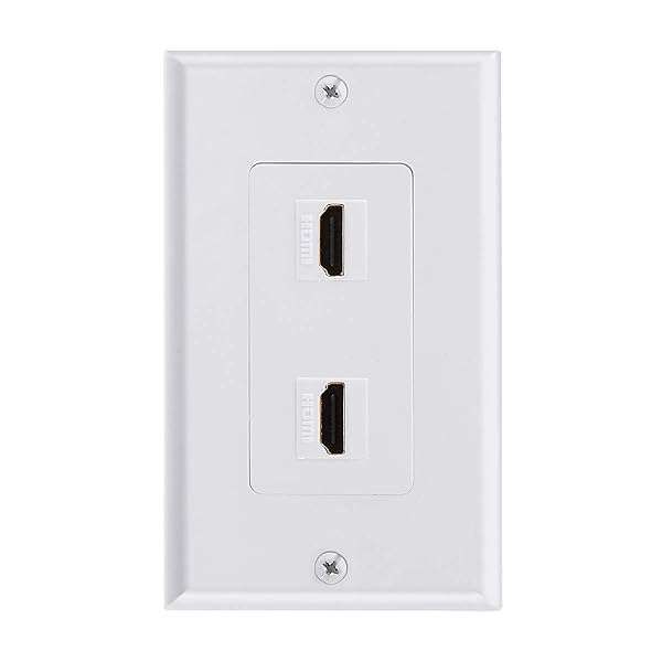 TENINYU Dual HDMI Wall Plate - 4K 60Hz HDR 1080P Ethernet Coupler for Projector & Home Theater (2 Port)
