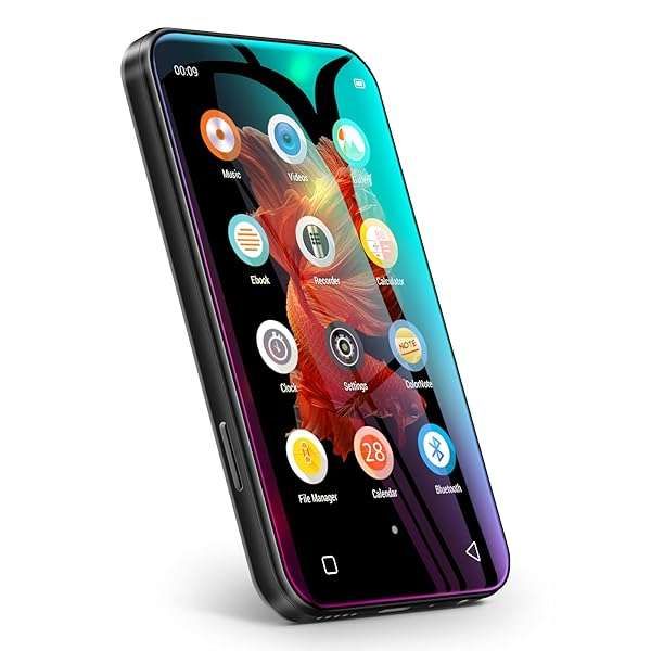 "TIMMKOO 72GB Bluetooth MP3 Player: 4.0" Touchscreen, HiFi Sound, Voice Recorder & E-Book Support, Up to 512GB TF Card (Black)"