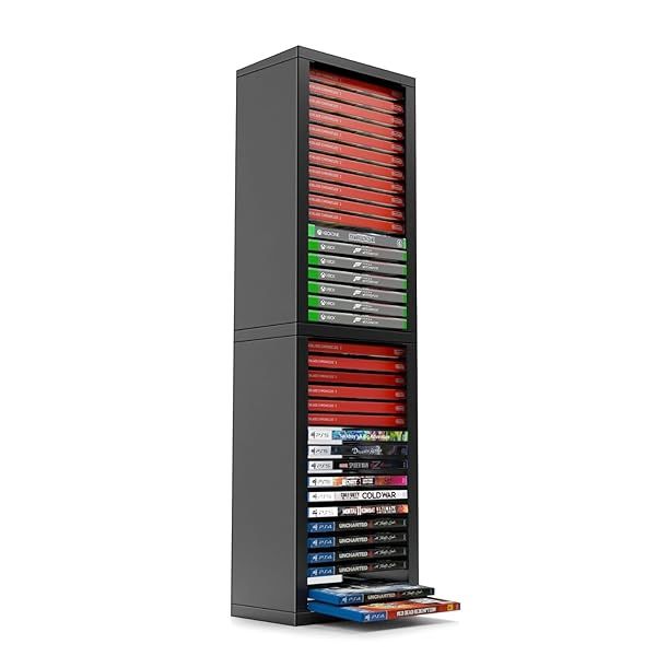 Maximize Game Space: TNP Storage Tower for PS5, Xbox, & Switch - Holds 15 Discs & 4 Controllers