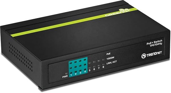 TRENDnet 8-Port Gigabit PoE+ Switch TPE-TG44G: 30W/Port, 61W Power Budget, Unmanaged Ethernet Switch
