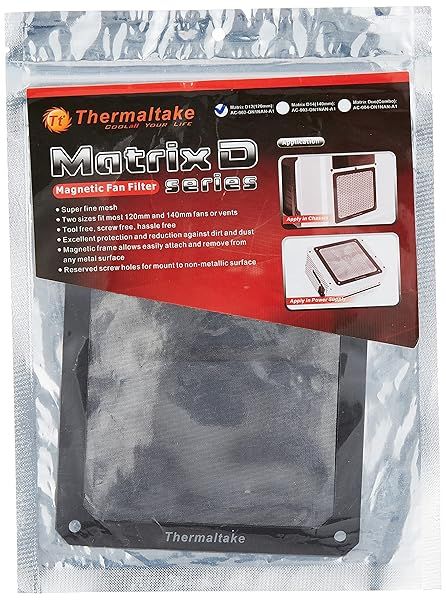 Thermaltake 120mm Black Magnetic Fan Filter (AC-002-ON1NAN-A1) - Enhance PC Cooling & Dust Protection