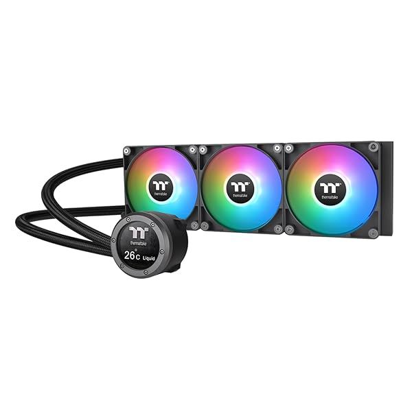 "Thermaltake TH360 V2 Ultra ARGB Liquid Cooler: 120mm Fans, 2.1" LCD, PWM Control - Black CL-W384-PL12SW-A"