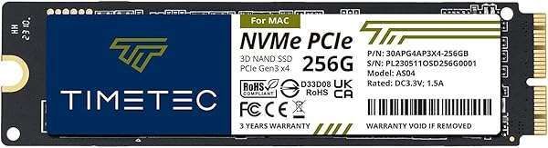 Timetec 256GB NVMe SSD for MacBook Air/Pro, iMac & Mac Mini - 1,950MB/s Speed, Compatible 2013-2019