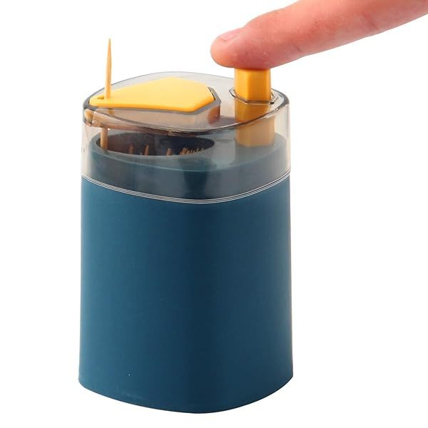 Blue Pop-Up Automatic Toothpick Holder Dispenser | Stylish Toothpick Storage Box