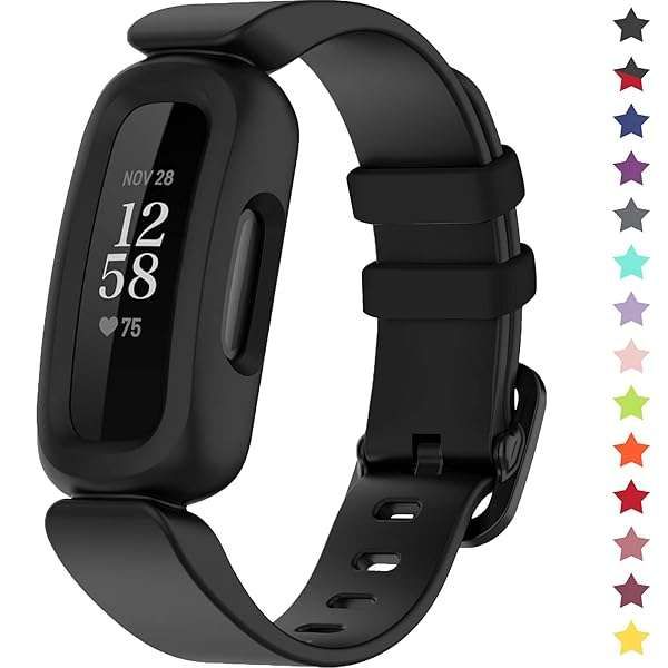 TopPerfekt Soft Silicone Bands for Fitbit Ace 3 Kids - Waterproof Sports Strap Replacement (Black)