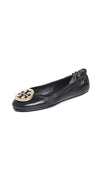 Shop Tory Burch Women's Minnie Travel Ballet Flats in Perfect Black/Gold - Size 9 Medium US