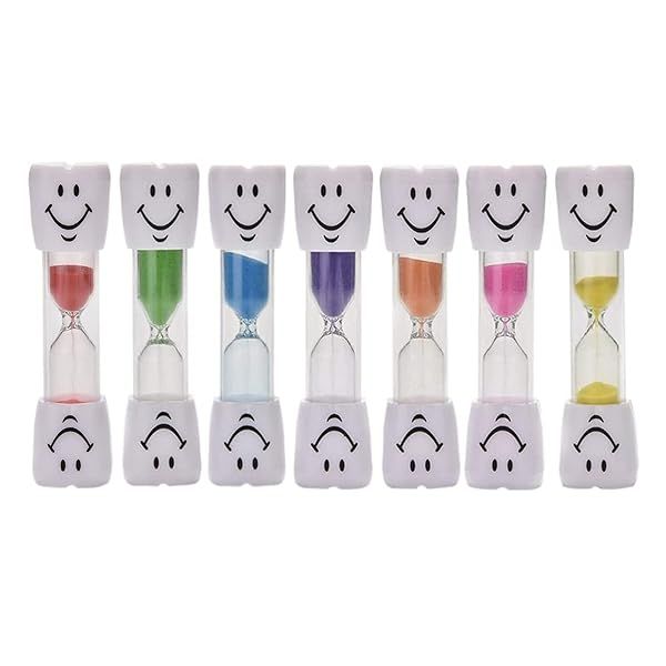 Transun Moo 7-Pack Hourglass Toothbrush Timers for Kids - Fun Sand Timers to Boost Dental Hygiene