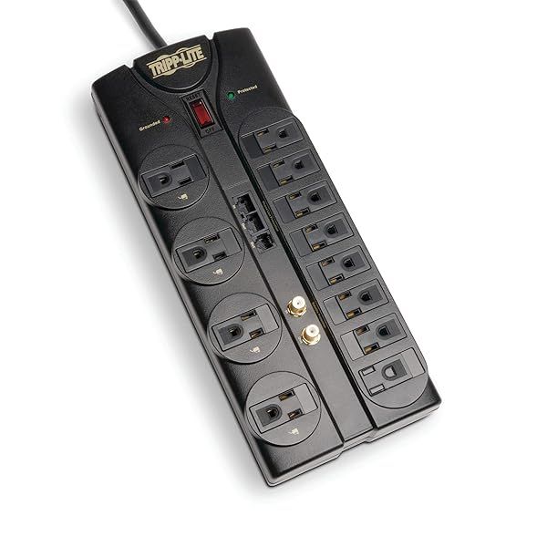 Tripp Lite 12 Outlet Surge Protector Power Strip with 8ft Cord & $250K Insurance - Ultimate Protection for Electronics