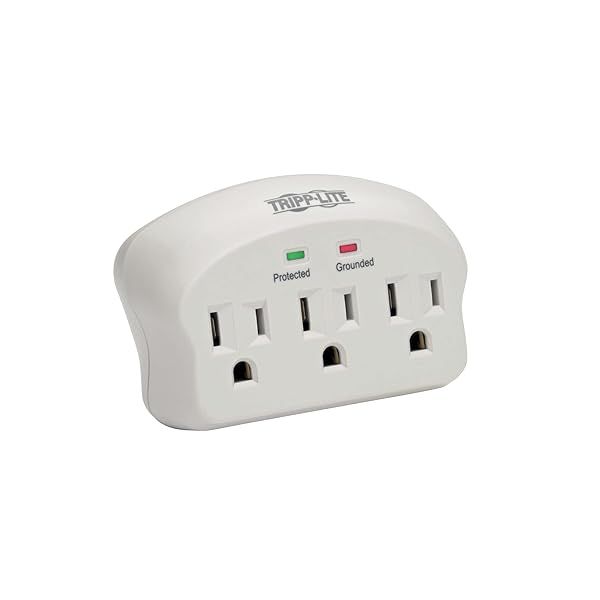 Tripp Lite 3 Outlet Portable Surge Protector Power Strip - $5,000 Insurance, Direct Plug-In, Apple Compatible, Grey