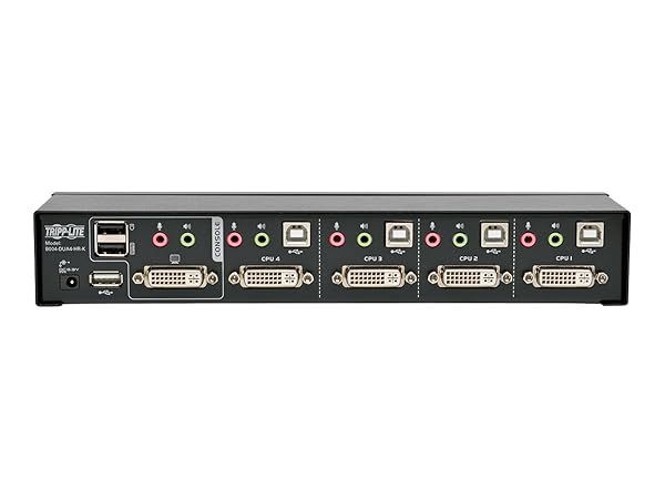 Tripp Lite 4-Port DVI Dual-Link KVM Switch with Audio & Cables - B004-DUA4-HR-K for Seamless Desktop Control