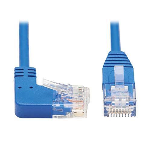 Tripp Lite Right Angle Cat6 Ethernet Cable, Gigabit Molded Slim UTP Network Patch Cable, Blue, 1 ft. (N204-S01-BL-RA)