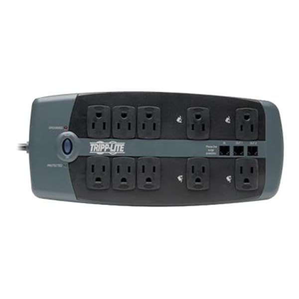 Tripp Lite TLP1008TEL: 10-Outlet Surge Protector with Telephone Protection - No Coaxial