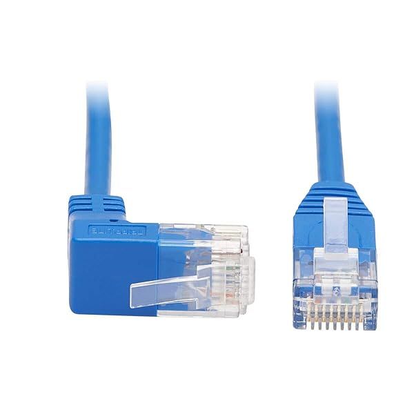 Tripp Lite 10ft Up Angle Cat6 Ethernet Cable - Gigabit Slim UTP Network Patch Cable in Blue