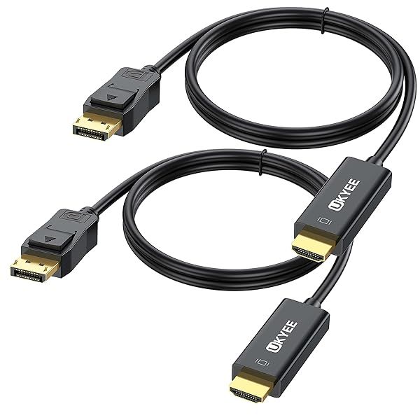 UKYEE 6FT DisplayPort to HDMI Cable 2-Pack - Male to Male Adapter for PC, HDTV, Monitor & Projector