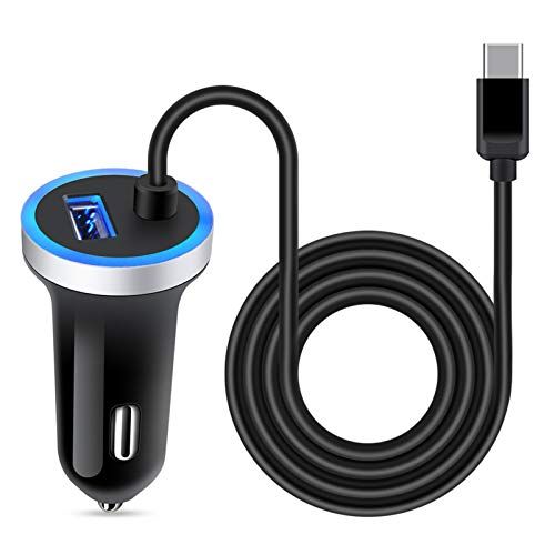 Fast USB C Car Charger 3.4A + 3ft Type C Cable for Samsung Galaxy, LG, Moto & Google Pixel - Quick Charge Anywhere!