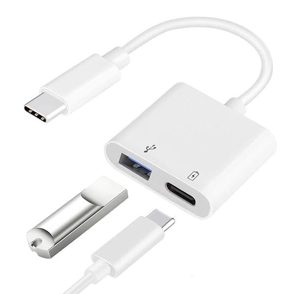 USB C OTG Adapter with Power: 2-in-1 USB C to USB Female for iPhone 15, iPad Pro, Galaxy S24/S23/S22, Pixel 8 & Chromecast