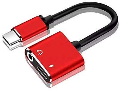 USB C to 3.5mm Headphone Adapter - Type C to Audio Jack Converter (Red) for High-Quality Sound