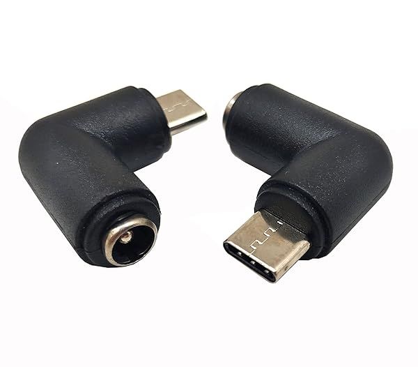 USB C to DC Power Adapter, Traovien 90 Degree USB Type C Male to DC 5.5x2.1mm Female 5V Connector Power Charging Adapter for Type C USB Charging Device and for Laptop PC (2Pcs)