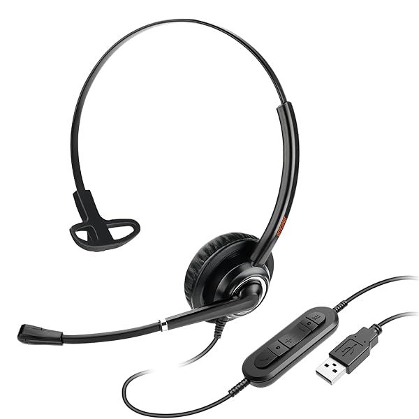 Lightweight USB Headset with Noise-Canceling Mic for Office Calls, Zoom, Teams & Webinars