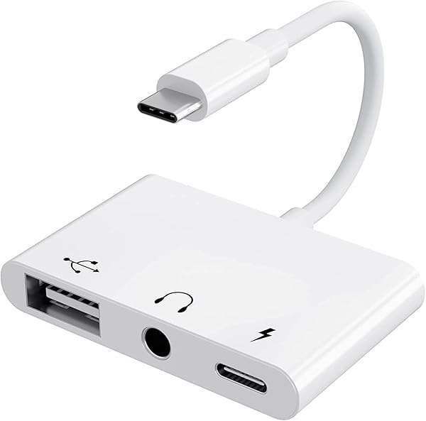 UWECAN 3-in-1 USB C to USB Adapter with 3.5mm Audio Jack & Fast Charging - Compatible with iPhone 15, iPad Pro & More