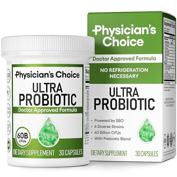 Ultra Probiotic 60B SBO - 6 Soil-Based Strains for Digestive Health & Relief from Gas, Bloating & Constipation for Men & Women
