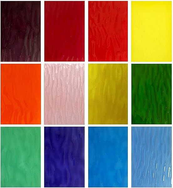 "Unicoshape 12 Stained Glass Sheets Pack - 6x4" Cathedral Art Glass for Crafts & Mosaic Projects"