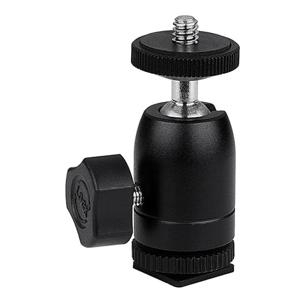 "Universal 1/4"-20 Camera Mount with Mini Ball Head & Cold Shoe - Versatile Accessory for Photographers"