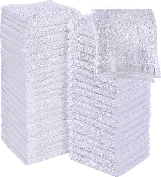 Utopia Towels 60-Pack Cotton Washcloths Set - Soft, Highly Absorbent Flannel Face Cloths in Premium Quality White