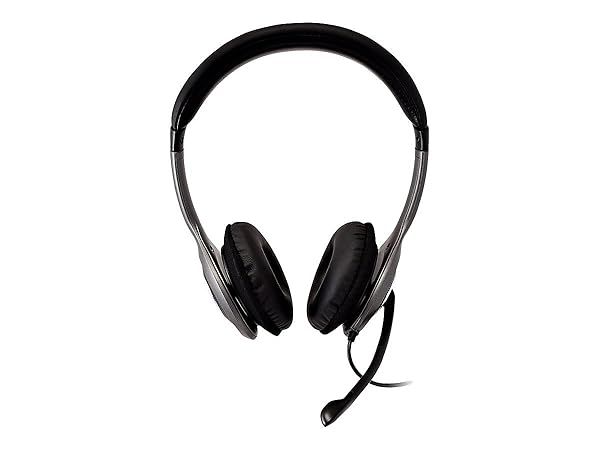 V7 HU521 Deluxe USB Stereo Headphones with Microphone - Premium Black & Grey Audio Experience