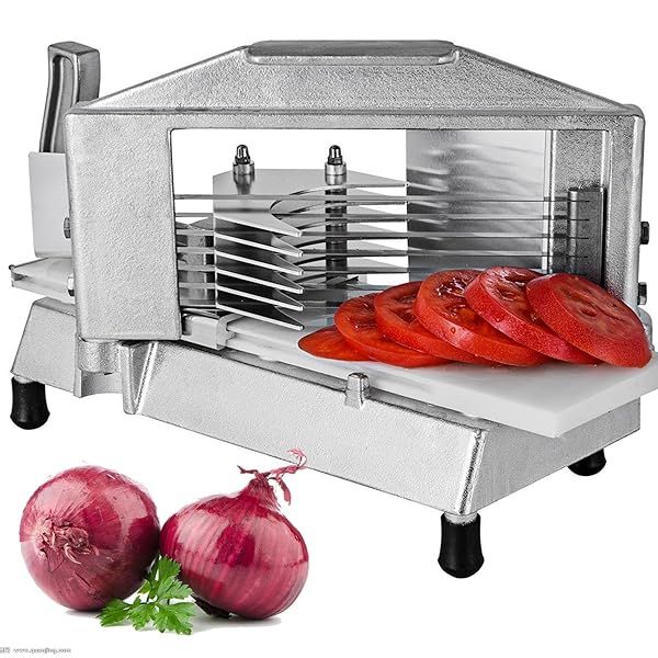 "VEVOR Heavy Duty Tomato Slicer 3/16" - Commercial Tomato Cutter with Built-in Board for Home & Restaurant Use"