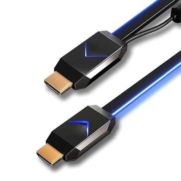 VIVIFY ARQUUS W73: 9ft HDMI 2.0 Fiber Optic Cable for 4K Gaming with RGB Lighting - DPL Certified