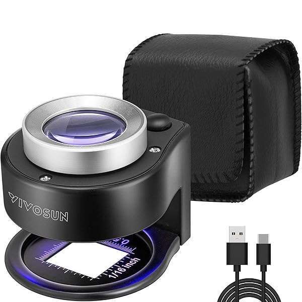 VIVOSUN 30X Rechargeable Loupe Magnifier: LED & UV Light for Jewelry, Gems, Coins & More