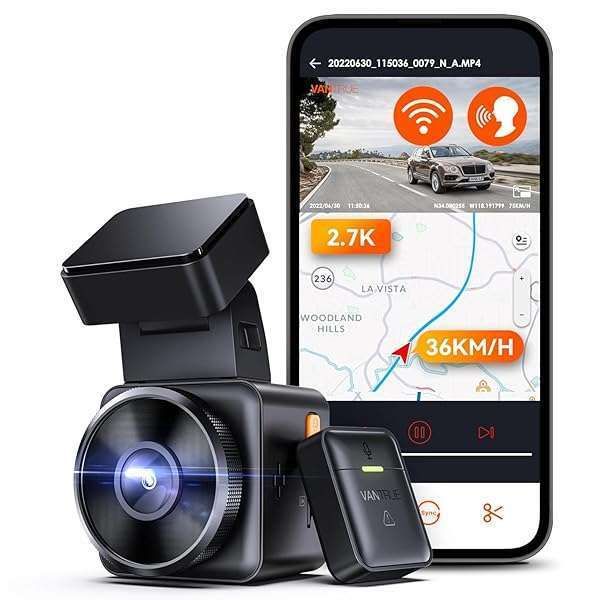 Vantrue E1 2.7K WiFi Dash Cam: Voice Control, GPS, Night Vision & 24/7 Parking Mode