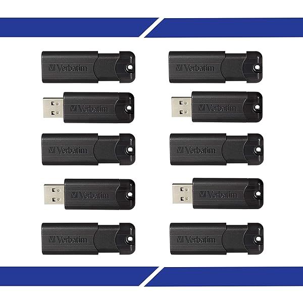 Verbatim 32GB USB 3.2 Gen 1 Flash Drive - Retractable Thumb Drive 10 Pack in Black