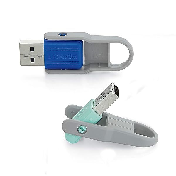 Verbatim 32GB Store 'n' Flip USB Flash Drive 2-Pack - Blue & Mint - Fast Data Transfer & Portable Storage