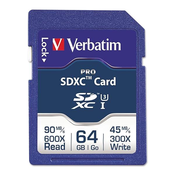 Verbatim 64GB Pro 600X SDXC Memory Card - UHS-I V30 U3 Class 10 for Fast Data Transfer