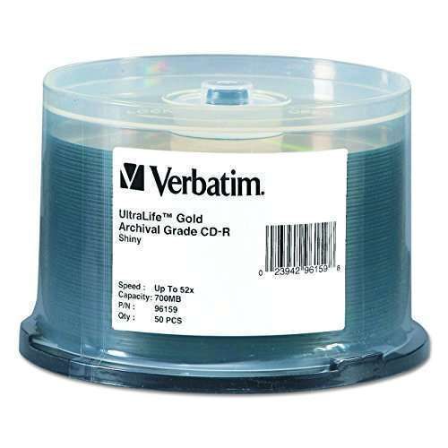 Verbatim CD-R 700MB 52X UltraLife Gold - 50pk Spindle for Archival Quality & Durability