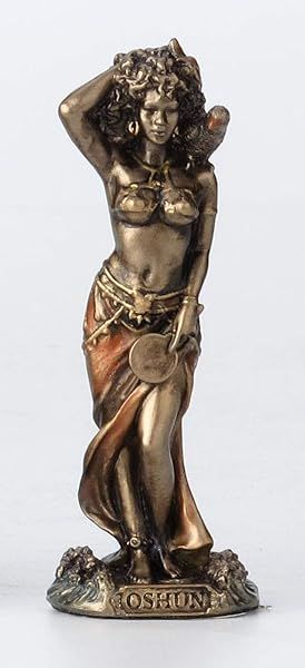 "Veronese 3.5" Oshun Santeria Goddess Statue - Hand-Painted Antique Bronze Home Decor"