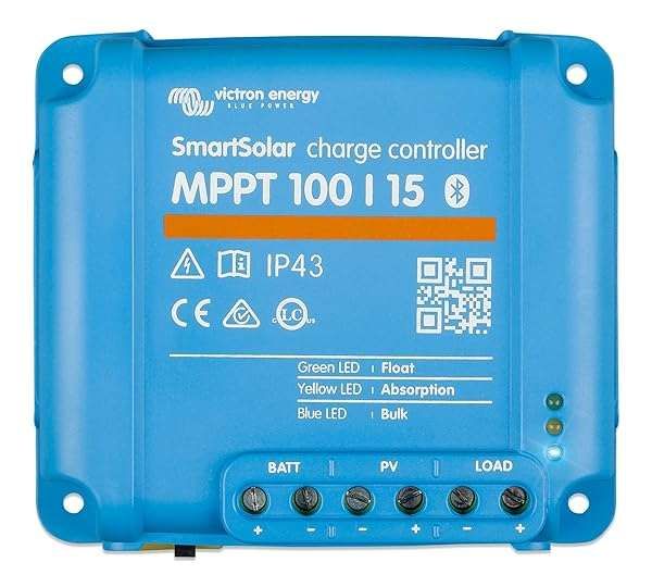 Victron Energy SmartSolar MPPT Charge Controller 15A - Bluetooth, 100V, 12/24V for Efficient Solar Panel Charging