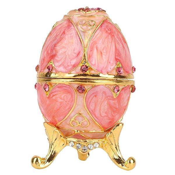 Shop Unique Vintage Egg Trinket Box - Hand Painted Enameled Jewelry Box, Limited Edition Home Decor (Carmine)