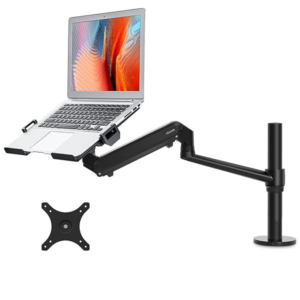 "Viozon Single Gas Spring Monitor & Laptop Mount - Adjustable Desk Stand for 17-32" Monitors & 12-17" Laptops"