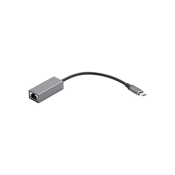 VisionTek USB-C to Ethernet Adapter 1 Gbps (M/F) - Fast, Reliable Connectivity in Gray