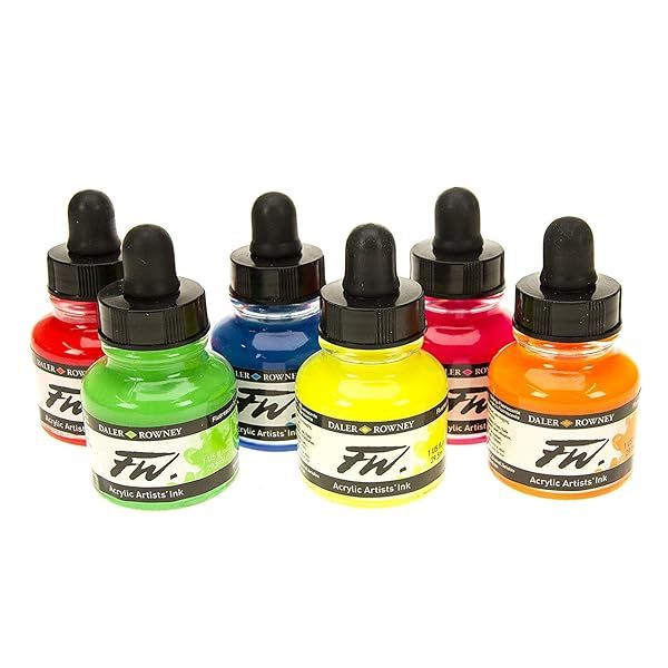 WF FW NEON Colours Set (6) - Vibrant Art Supplies for Creative Projects