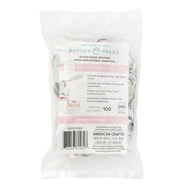 100 Pack We R Memory Keepers Button Press Refill - DIY Custom Buttons for Bags, Backpacks, Pins & More