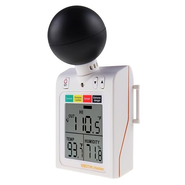 2-in-1 WBGT & HI Heat Index Checker: Accurate Wet Bulb Globe Temperature Meter with Alarm for Heat Stress Safety