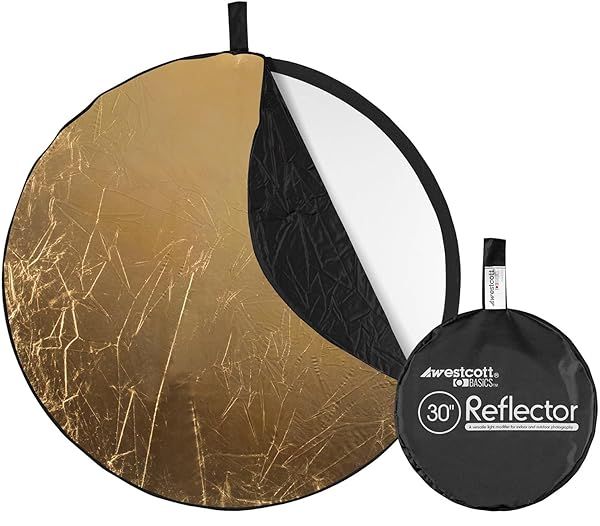 "Westcott 5-in-1 Collapsible Reflector (30") with Gold Surface & Carry Case for Photography & Video"
