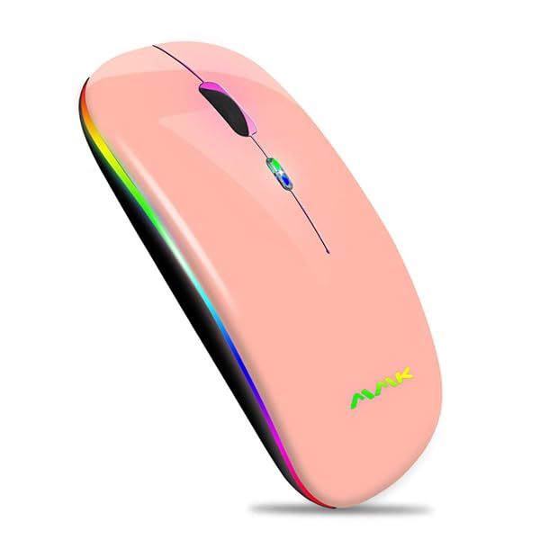 Rechargeable Wireless Bluetooth Mouse for Laptop & PC - Dual Mode 2.4G & Bluetooth 5.0, Slim Design, Champagne Color