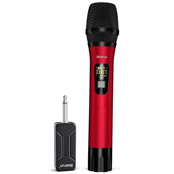 UHF Wireless Microphone: Rechargeable Dynamic Handheld Mic for Karaoke, Weddings & Events - 160ft Range, 6hrs Battery Life