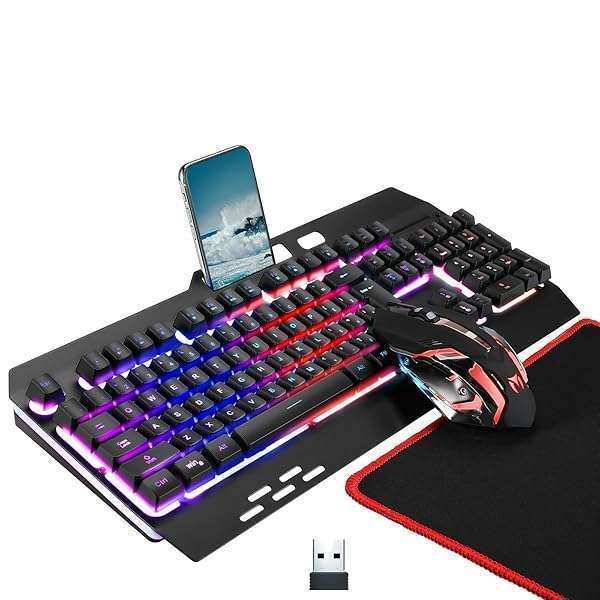 Wireless RGB Gaming Keyboard & Mouse Combo: Rechargeable, Long Battery Life, Metal Panel, 7 Color Options for Ultimate Gaming & Work